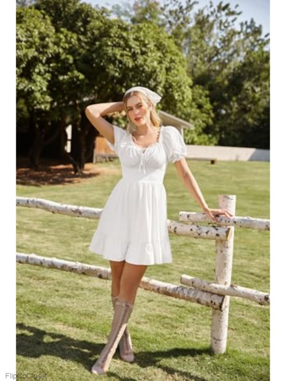 Renaissance Corset Babydoll Dress Puff Sleeve Mini Dress with Pockets - Picture 2 of 6